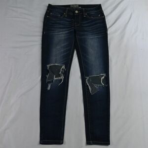 Buckle 25 Stella Ankle Skinny Dark‎ Rinse Destroyed Stretch Denim Womens Jeans
